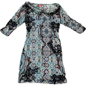 Hot Mama Bodycon Paisley Patterned Maternity Dress, Size Large